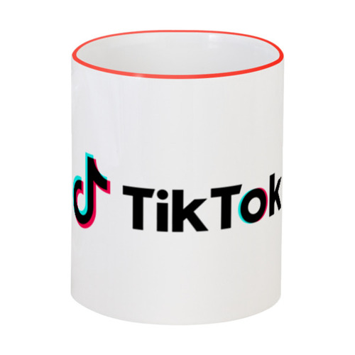 Заказать кружку в Москве. Кружка с цветной ручкой и ободком TikTok  от DESIGNER   - готовые дизайны и нанесение принтов.