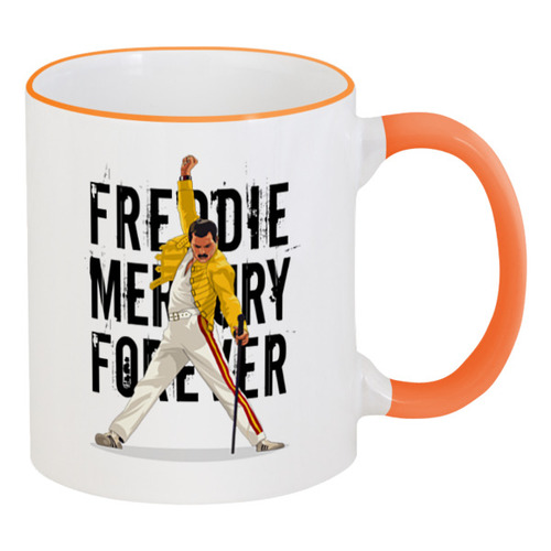 Заказать кружку в Москве. Кружка с цветной ручкой и ободком ✪ Freddie Mercury ✪ от balden - готовые дизайны и нанесение принтов.