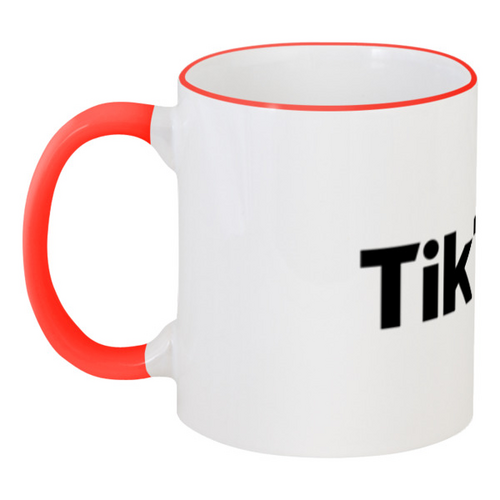 Заказать кружку в Москве. Кружка с цветной ручкой и ободком TikTok  от DESIGNER   - готовые дизайны и нанесение принтов.