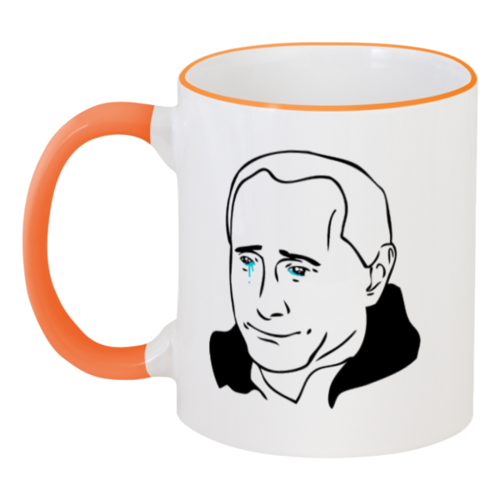 Заказать кружку в Москве. Кружка с цветной ручкой и ободком Putin Cup от mems - готовые дизайны и нанесение принтов.