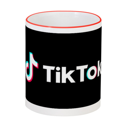 Заказать кружку в Москве. Кружка с цветной ручкой и ободком TikTok  от DESIGNER   - готовые дизайны и нанесение принтов.