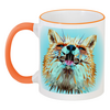 Заказать кружку в Москве. Кружка с цветной ручкой и ободком Low Poly Fox от natulia_hatulia@yahoo.com - готовые дизайны и нанесение принтов.