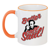 Заказать кружку в Москве. Кружка с цветной ручкой и ободком Better Call Saul от gopotol - готовые дизайны и нанесение принтов.