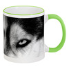 Заказать кружку в Москве. Кружка с цветной ручкой и ободком Wolf_tea от Paw Lite - готовые дизайны и нанесение принтов.