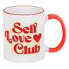 Заказать кружку в Москве. Кружка с цветной ручкой и ободком Self Love Club от Александр Серебренников - готовые дизайны и нанесение принтов.