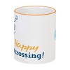 Заказать кружку в Москве. Кружка с цветной ручкой и ободком Happy Postcrossing! от ilovepostcrossing - готовые дизайны и нанесение принтов.