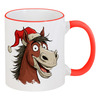Заказать кружку в Москве. Кружка с цветной ручкой и ободком Новогодняя лошадь от Александр Серебренников - готовые дизайны и нанесение принтов.