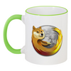 Заказать кружку в Москве. Кружка с цветной ручкой и ободком Doge Firefox от Jimmy Flash - готовые дизайны и нанесение принтов.