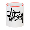 Заказать кружку в Москве. Кружка с цветной ручкой и ободком Stussy от DESIGNER   - готовые дизайны и нанесение принтов.