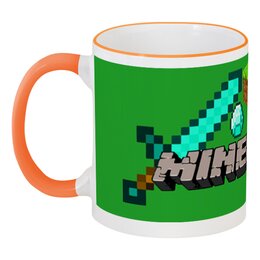 Заказать кружку в Москве. Кружка с цветной ручкой и ободком Minecraft  от T-shirt print  - готовые дизайны и нанесение принтов.