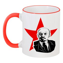 Заказать кружку в Москве. Кружка с цветной ручкой и ободком ☆ LENIN ☆ от balden - готовые дизайны и нанесение принтов.