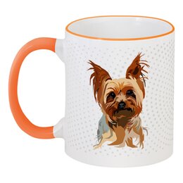 Заказать кружку в Москве. Кружка с цветной ручкой и ободком ❖Yorkshire Terrier❖ от balden - готовые дизайны и нанесение принтов.