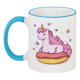 Заказать кружку в Москве. Кружка с цветной ручкой и ободком Unicorn Donut от Jimmy Flash - готовые дизайны и нанесение принтов.