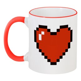 Заказать кружку в Москве. Кружка с цветной ручкой и ободком Пиксельное сердце (Minecraft) от Yaroslava - готовые дизайны и нанесение принтов.