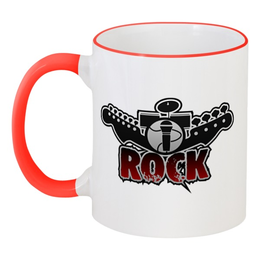 Заказать кружку в Москве. Кружка с цветной ручкой и ободком Rock music от gopotol - готовые дизайны и нанесение принтов.