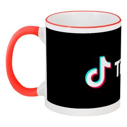 Заказать кружку в Москве. Кружка с цветной ручкой и ободком TikTok  от DESIGNER   - готовые дизайны и нанесение принтов.