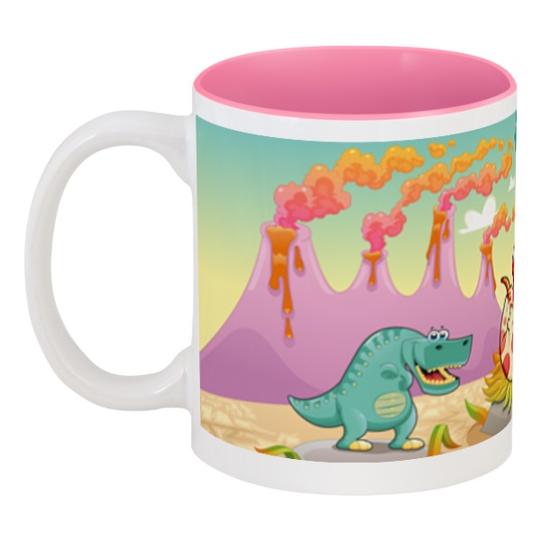 забавные динозаврики Printio Кружка цветная внутри Забавные динозаврики