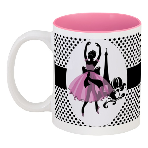 Printio Кружка цветная внутри Черно-розовый силуэт балерины в париже деревянные игрушки bino цветная башня
