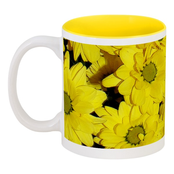 Printio Кружка цветная внутри Жёлтые хризантемы