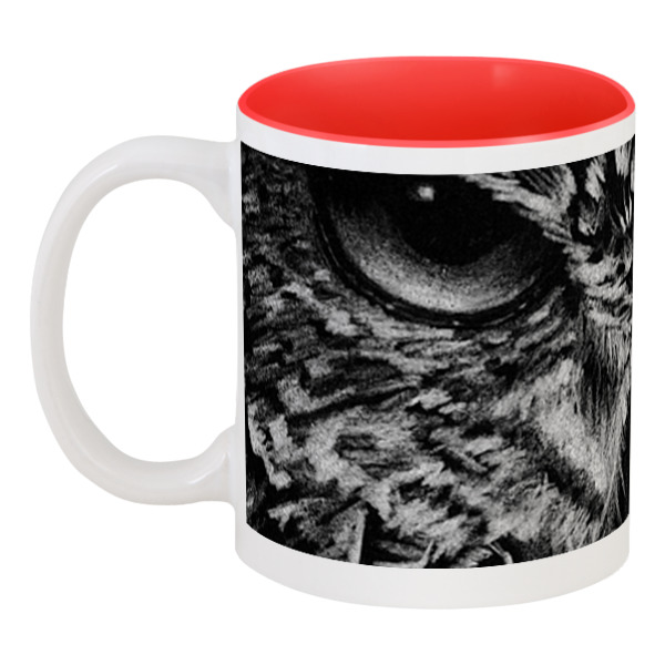 Printio Кружка цветная внутри Черно-белая сова printio кружка цветная внутри сонная сова пьёт свой утренний кофе