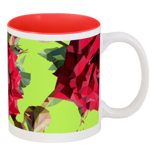 Заказать кружку в Москве. Кружка цветная внутри Rose Low Poly vector от natulia_hatulia@yahoo.com - готовые дизайны и нанесение принтов.