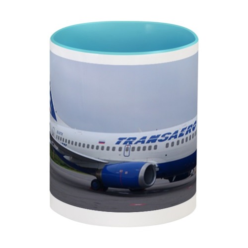 Заказать кружку в Москве. Кружка цветная внутри TRANSAERO Boeing 737 от Nalivaev - готовые дизайны и нанесение принтов.