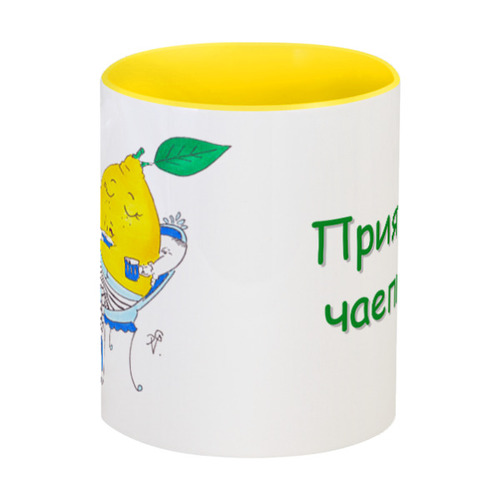 Заказать кружку в Москве. Кружка цветная внутри Чай с лимоном от galkagalka - готовые дизайны и нанесение принтов.