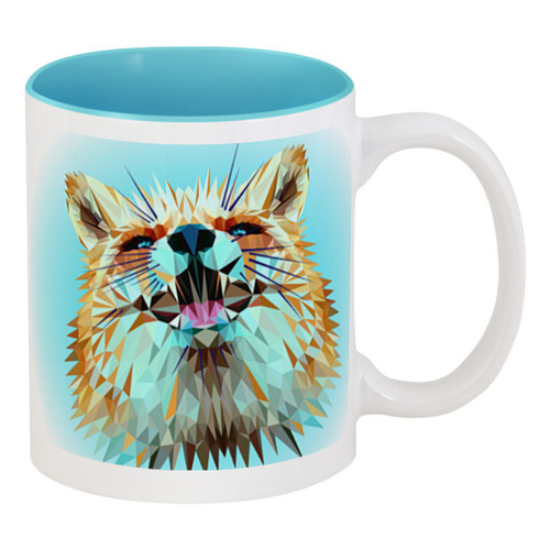 Заказать кружку в Москве. Кружка цветная внутри Low Poly Fox от natulia_hatulia@yahoo.com - готовые дизайны и нанесение принтов.