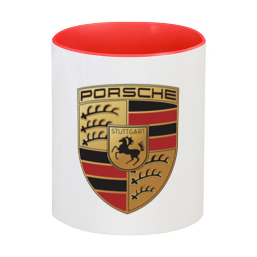 Заказать кружку в Москве. Кружка цветная внутри Porsche от DESIGNER   - готовые дизайны и нанесение принтов.