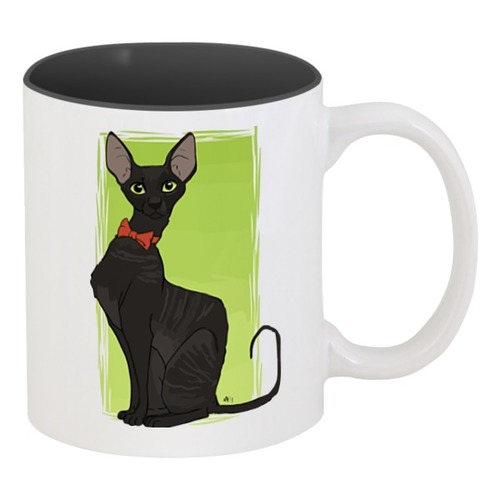 Заказать кружку в Москве. Кружка цветная внутри Чёрная кошка от Amerikanka - готовые дизайны и нанесение принтов.