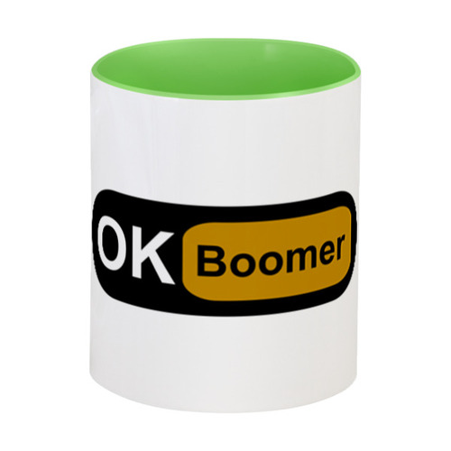 Заказать кружку в Москве. Кружка цветная внутри Ok Boomer от DESIGNER   - готовые дизайны и нанесение принтов.