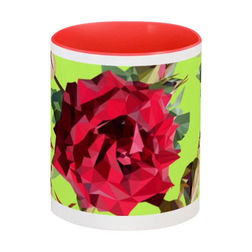 Заказать кружку в Москве. Кружка цветная внутри Rose Low Poly vector от natulia_hatulia@yahoo.com - готовые дизайны и нанесение принтов.