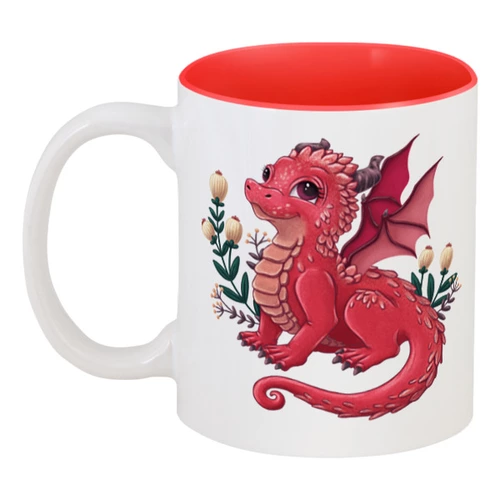 Заказать кружку в Москве. Кружка цветная внутри Красный дракон от tigerda  - готовые дизайны и нанесение принтов.