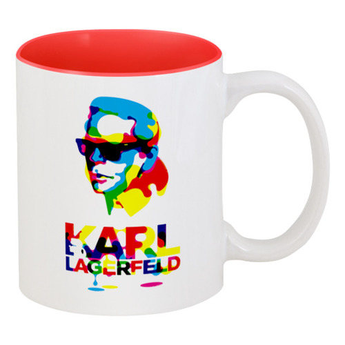 Заказать кружку в Москве. Кружка цветная внутри Karl Lagerfeld от Leichenwagen - готовые дизайны и нанесение принтов.