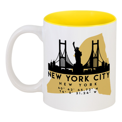 Заказать кружку в Москве. Кружка цветная внутри США (Нью-Йорк) от skynatural - готовые дизайны и нанесение принтов.