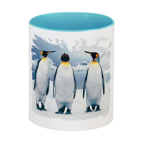 Заказать кружку в Москве. Кружка цветная внутри Три пингвина от valezar - готовые дизайны и нанесение принтов.