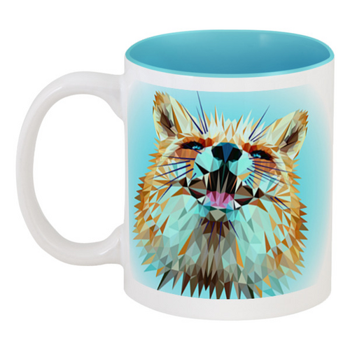 Заказать кружку в Москве. Кружка цветная внутри Low Poly Fox от natulia_hatulia@yahoo.com - готовые дизайны и нанесение принтов.