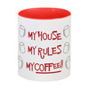 Заказать кружку в Москве. Кружка цветная внутри Мой дом Мои правила Моё кофе от acidhouses - готовые дизайны и нанесение принтов.