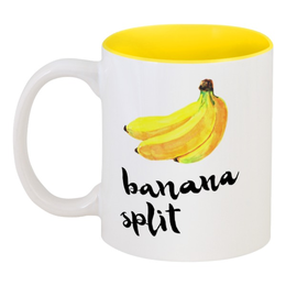 Заказать кружку в Москве. Кружка цветная внутри Banana split от Liby - готовые дизайны и нанесение принтов.
