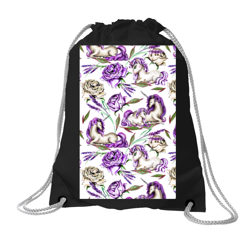 Printio Хлопковый рюкзак Единороги среди роз и лаванды printio рюкзак 3d единороги среди цветов темный дизайн