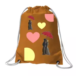 Заказать рюкзак в Москве. Хлопковый рюкзак Двое под зонтом от Ekaterina Ulyanova - готовые дизайны и нанесение принтов.
