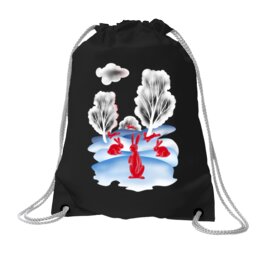 Заказать рюкзак в Москве. Хлопковый рюкзак КРАСНЫЕ ЗАЙЦЫ от ELENA ZHARINOVA - готовые дизайны и нанесение принтов.