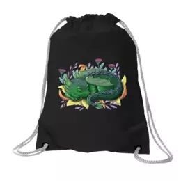 Заказать рюкзак в Москве. Хлопковый рюкзак Зеленый дракон в листьях от tigerda  - готовые дизайны и нанесение принтов.