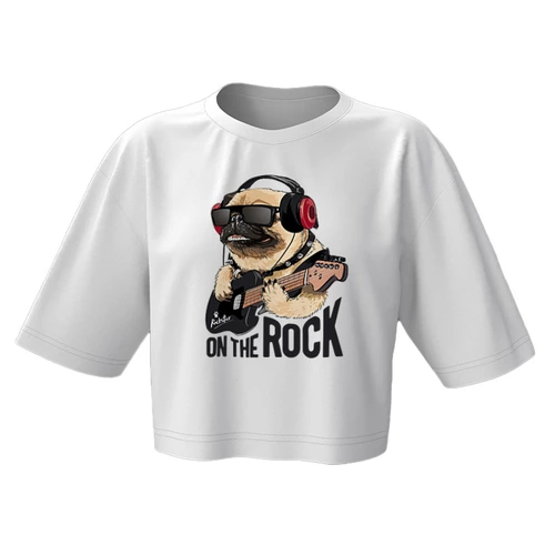 Заказать женскую футболку в Москве. Кроп футболка ✶Dog On The Rock✶ от balden - готовые дизайны и нанесение принтов.