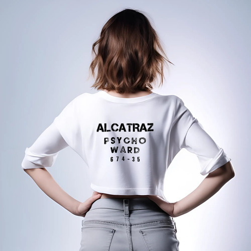 Заказать женскую футболку в Москве. Кроп футболка ☛ ALCATRAZ ☚ от balden - готовые дизайны и нанесение принтов.