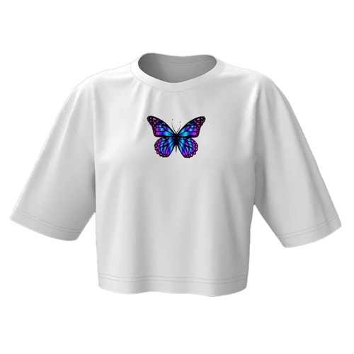 Заказать женскую футболку в Москве. Кроп футболка бабочка от solntse - готовые дизайны и нанесение принтов.