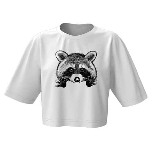Заказать женскую футболку в Москве. Кроп футболка ❖Raccoon❖ от balden - готовые дизайны и нанесение принтов.