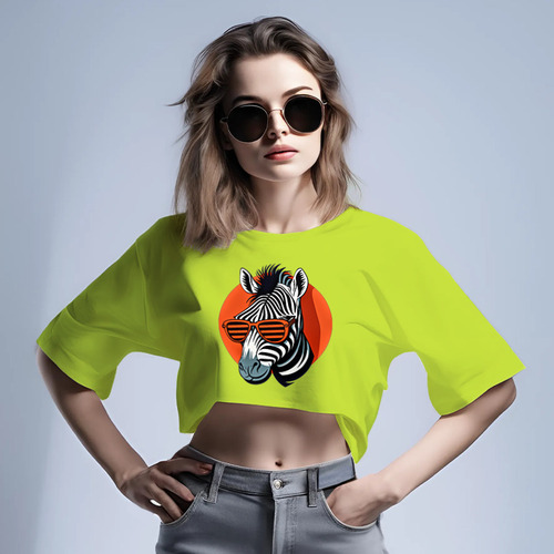 Заказать женскую футболку в Москве. Кроп футболка Зебра  от Print design  - готовые дизайны и нанесение принтов.