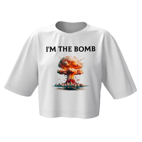 Заказать женскую футболку в Москве. Кроп футболка I'm the bomb от Александр Серебренников - готовые дизайны и нанесение принтов.
