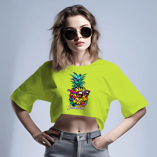 Заказать женскую футболку в Москве. Кроп футболка ❖Pineapple❖ от balden - готовые дизайны и нанесение принтов.